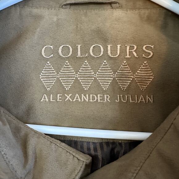 VTG Colours by Alexander Julian Mens Jacket XL Tan Faux Suede Lightweight Preppy - Picture 3 of 11